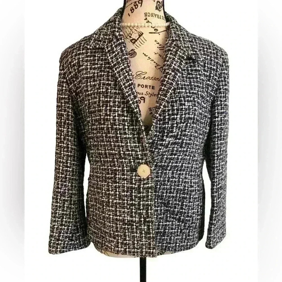 Jones New York size 6 Blue and White Tweed Jacket lined - Picture 1 of 6